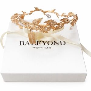 BABEYOND Gold Crystal Leaf Bridal Tiara Crown Headband NWT Wedding